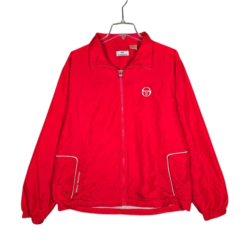 Vintage 90s Sergio Tacchini Windbreaker Mens Large Red Track‎ Jacket Full Zip